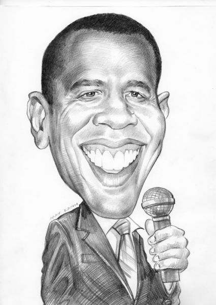 Prominentenkarikatur von Obama