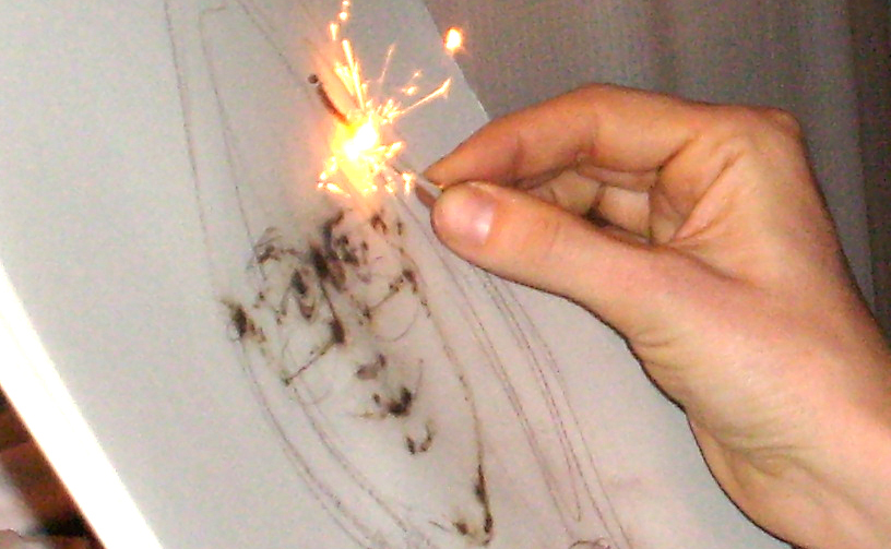 Pyrography mit Wunderkerzen